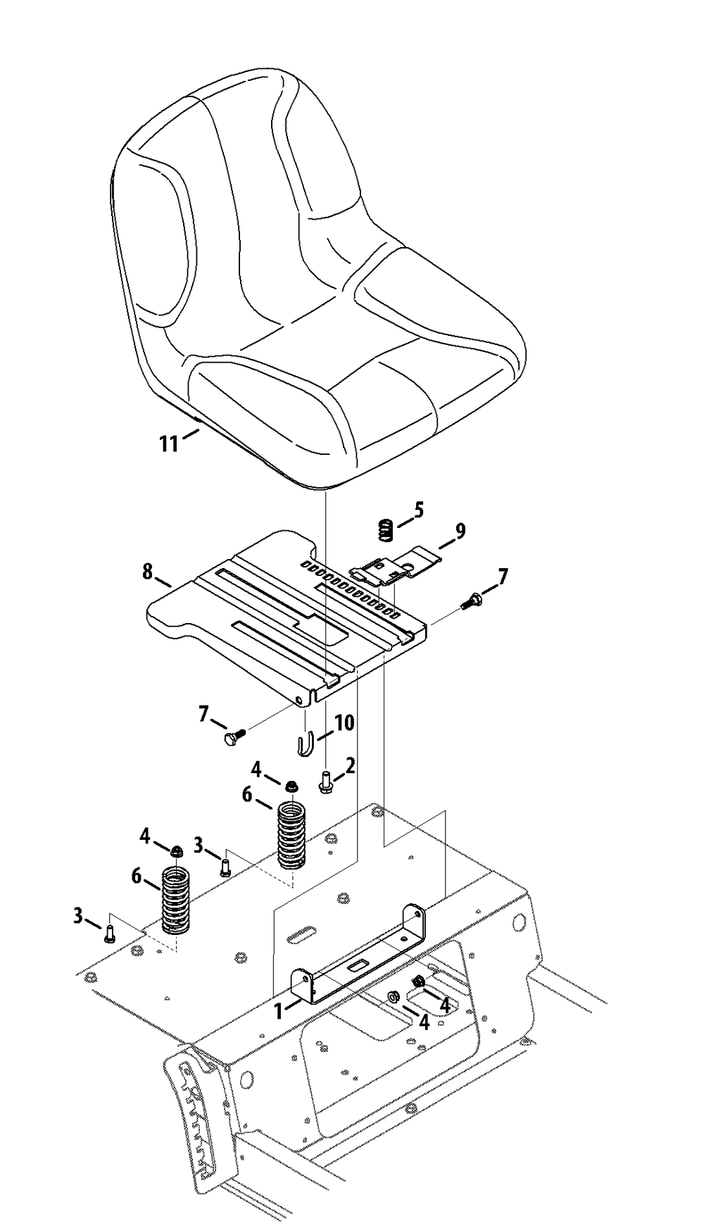 Seat Adjustment Diagram and Parts List for RZT-S42ZERO (17AVCEDS710-17WVCEDS710)(2013) Cub Cadet Lawn Tractor